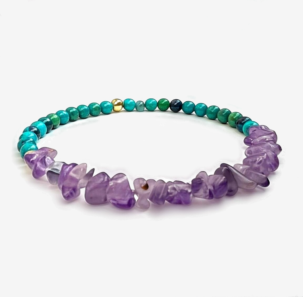 Amethyst and Green Gemstones Bracelet