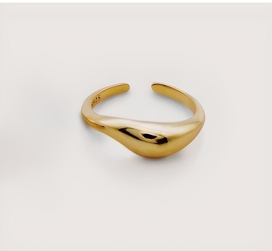 Water Wave Gold Plated Statement Ring