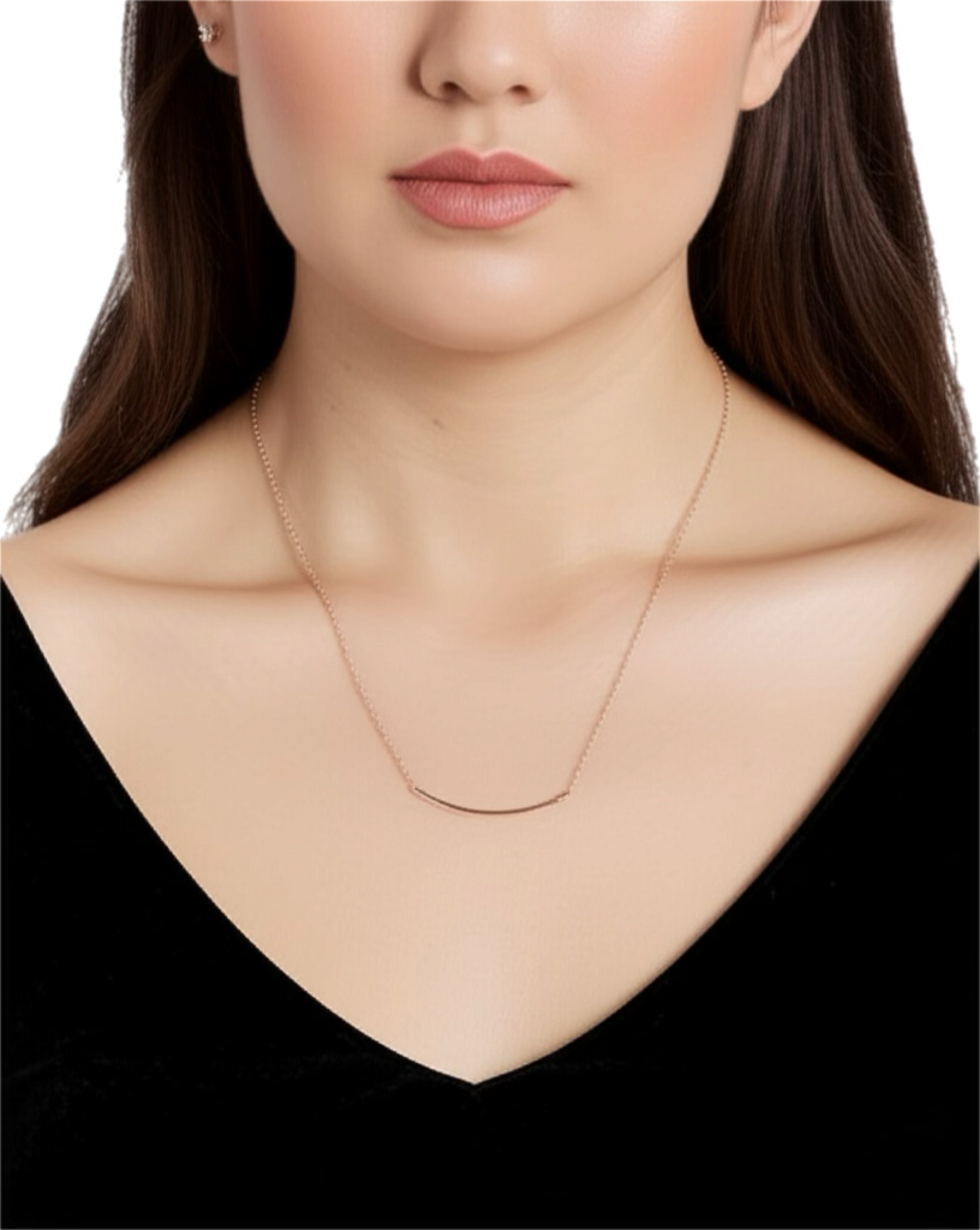 Curved Tube Rose Gold Silver Necklace