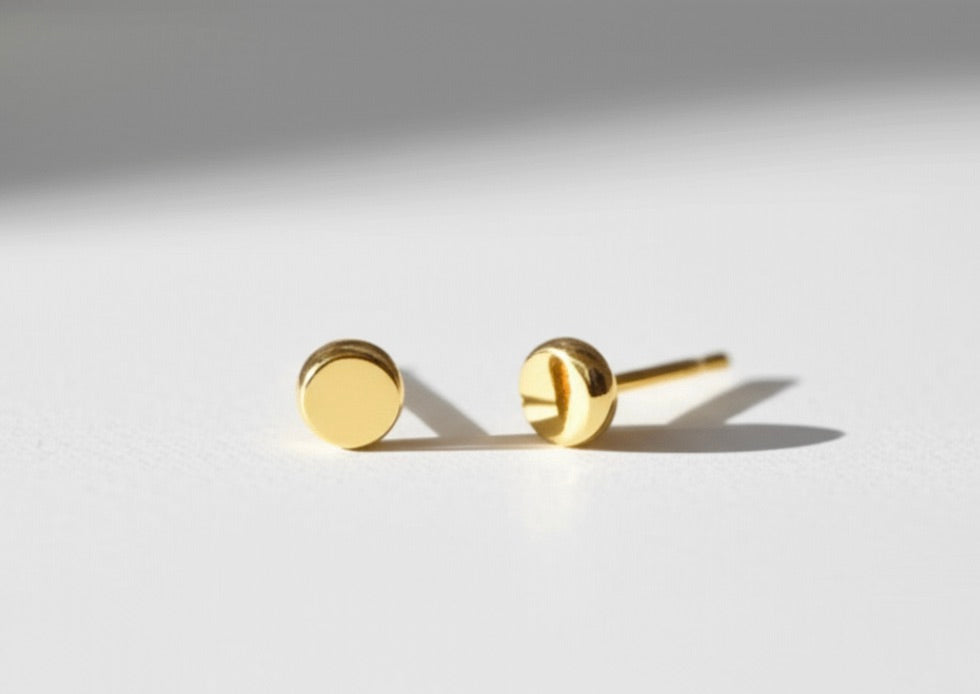 Smooth Dot Gold Plated Silver Stud Earrings