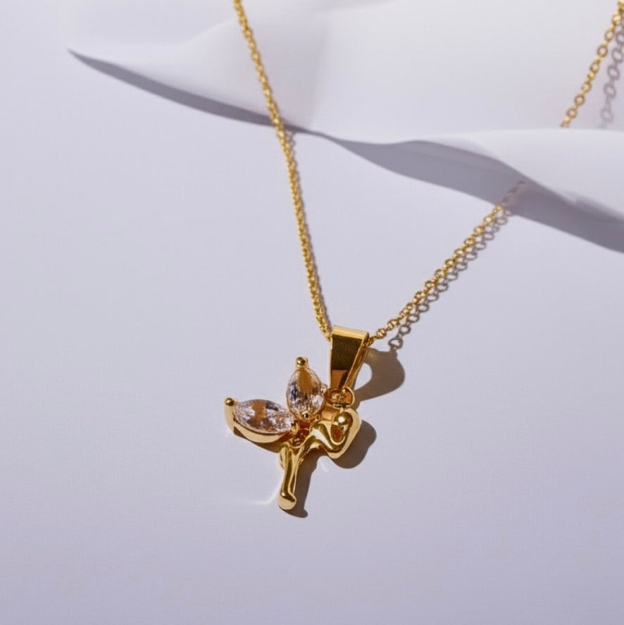 Dainty Fairy Gold and Cubic Zirconia Pendant