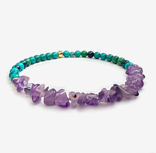Amethyst and Green Gemstones Bracelet