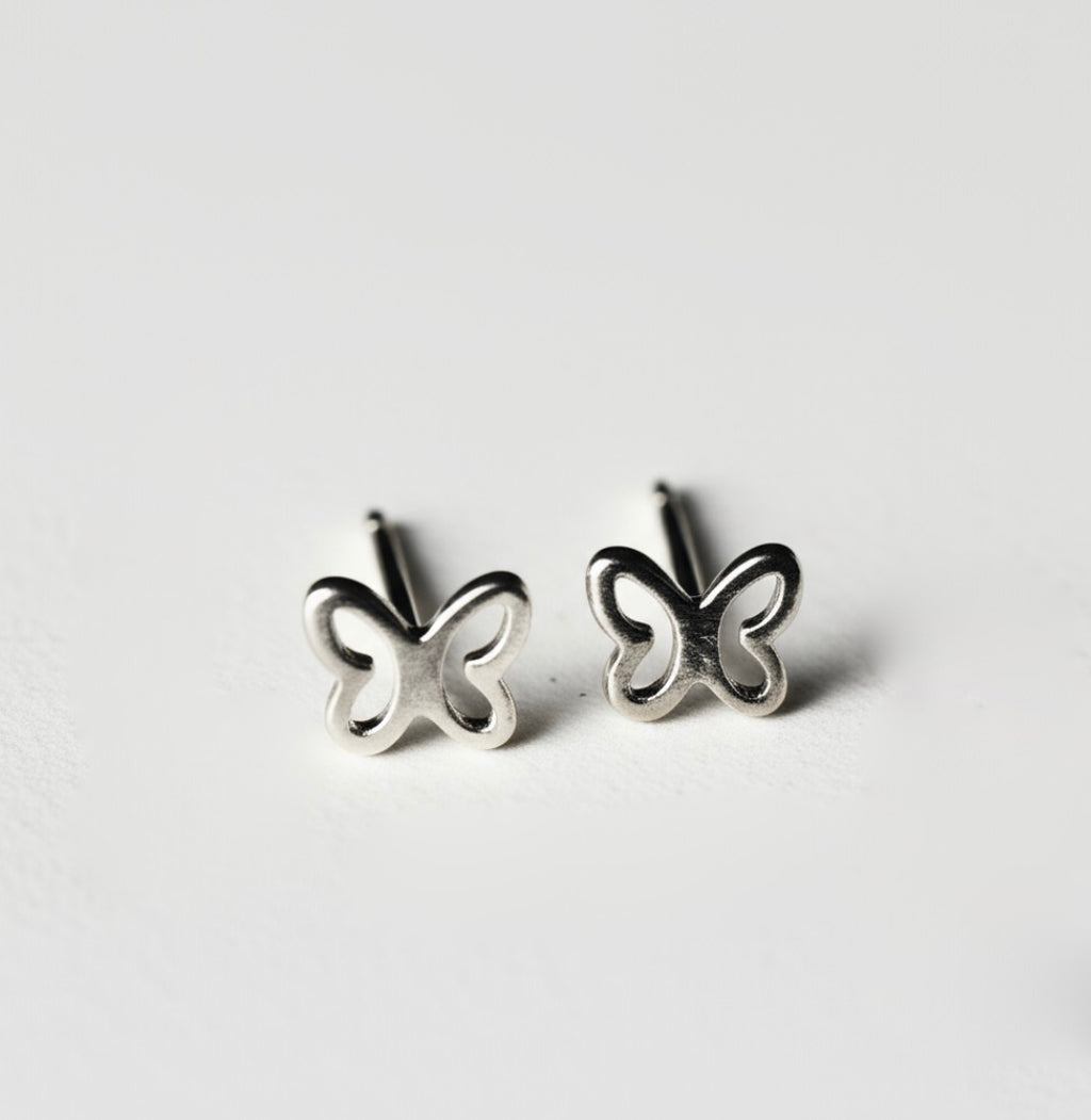 Hollow Butterfly Sterling Silver Stud Earrings