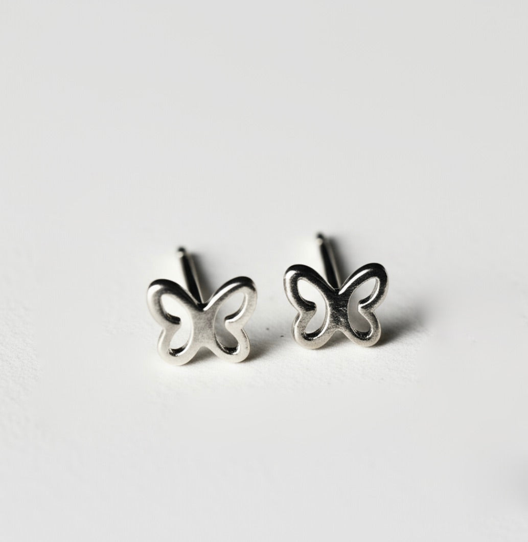 Hollow Butterfly Sterling Silver Stud Earrings