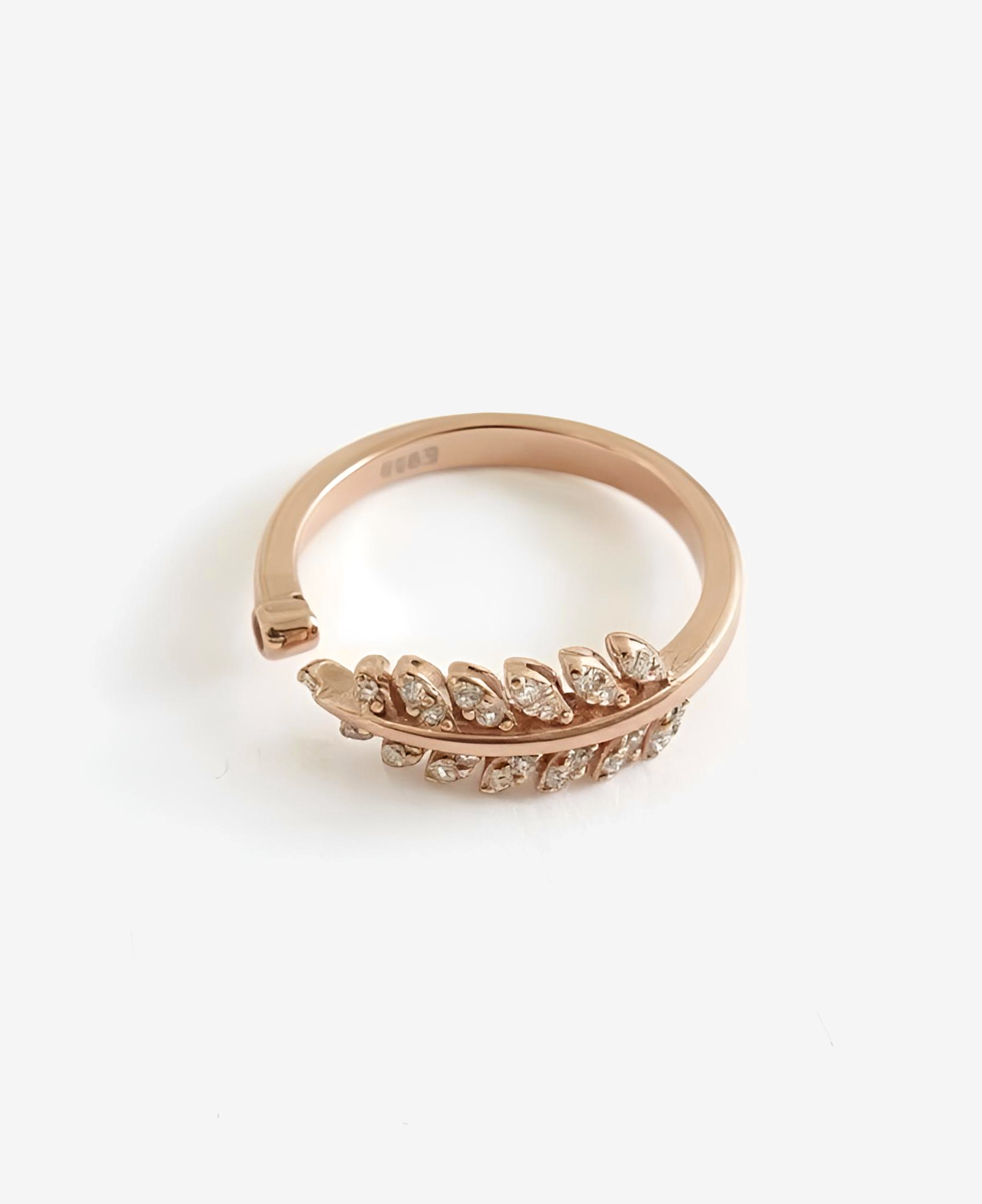 Leaf Rose Gold Cubic Zirconia Ring