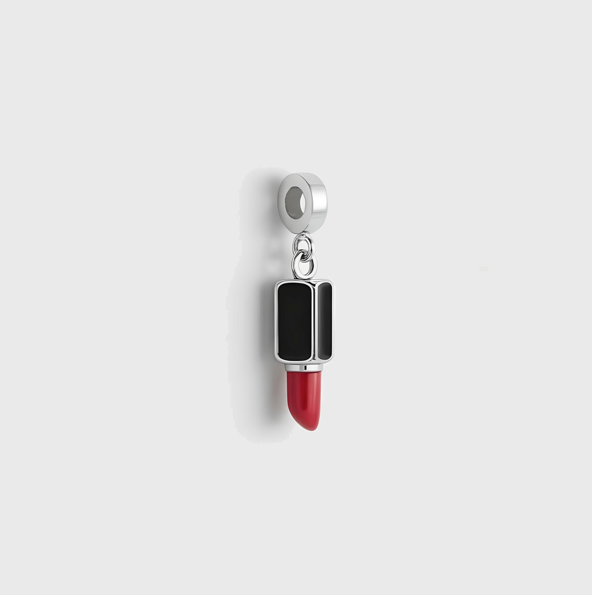 Red Lipstick Silver Bracelet Charm