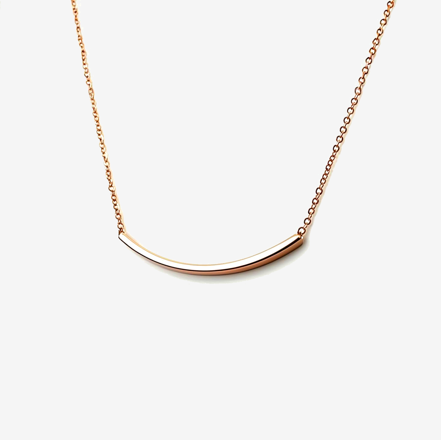 Curved Tube Rose Gold Silver Necklace