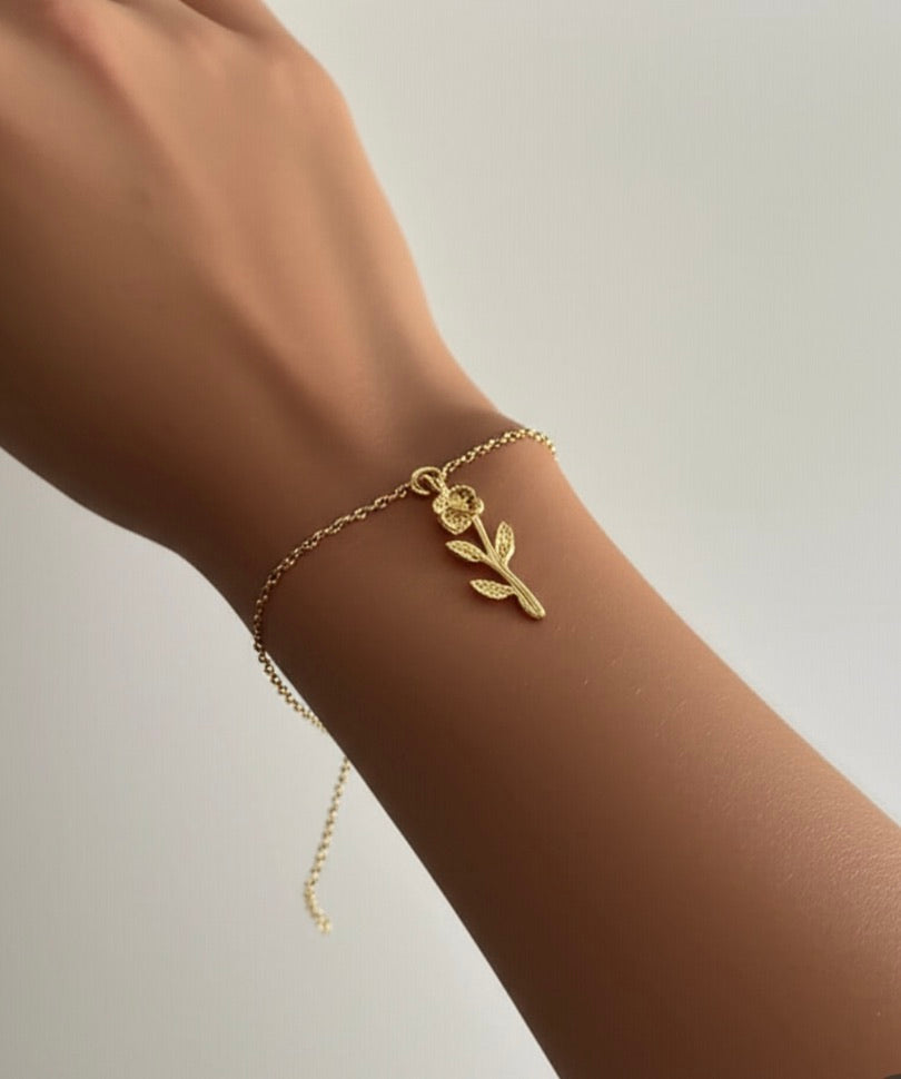 Rose Flower Stainless Steel Chain Bracelet