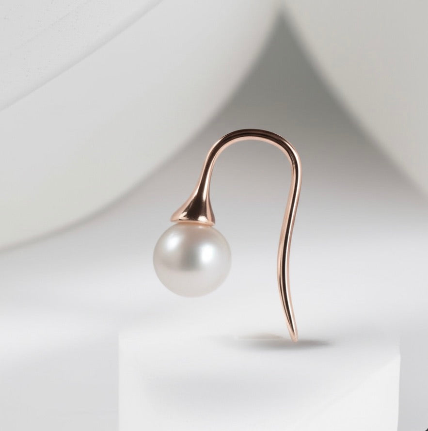Classic Pearl Rose Gold Sterling Silver Drop Earrings