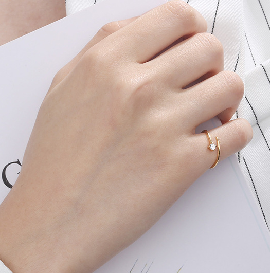 Delicate Adjustable Gold on Sterling Silver Ring
