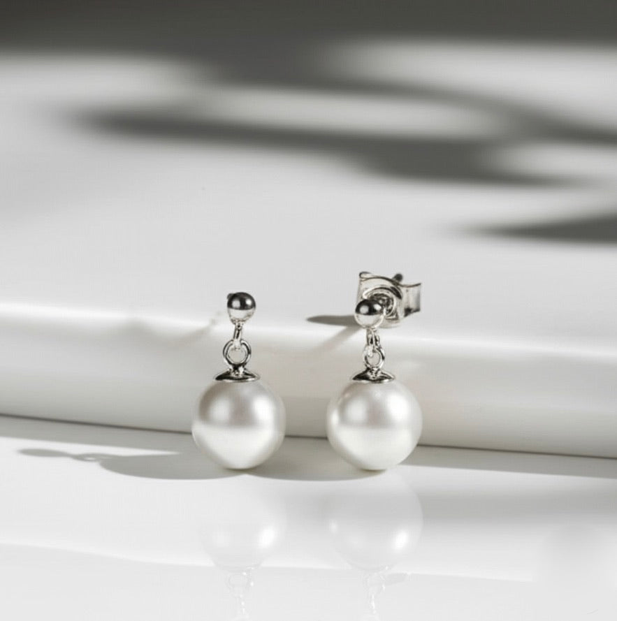 Seashell Sterling Silver Drop Earrings