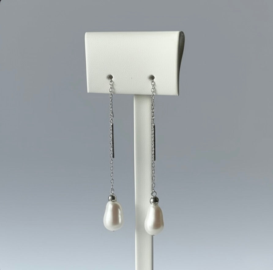 Baroque Pearl Sterling Silver Thread Earrings