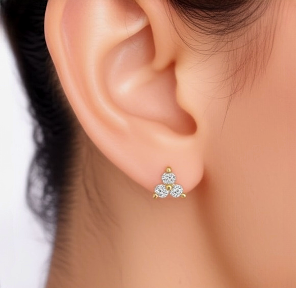 Mini Daisy Cubic Zirconia Gold Stud Earrings