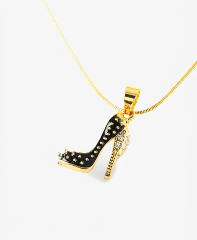 Dainty Shoe Pendant in Black