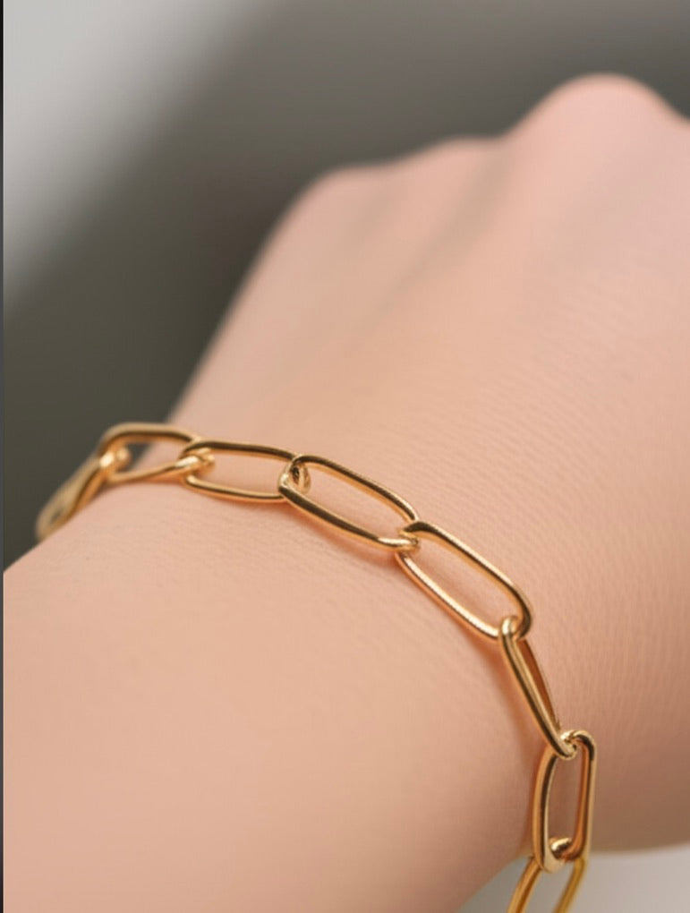 Paperclip Stainless Steel Bracelet in Gold