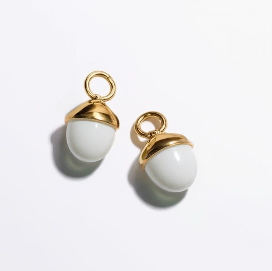 Natural White Teardrop Earrings Charms