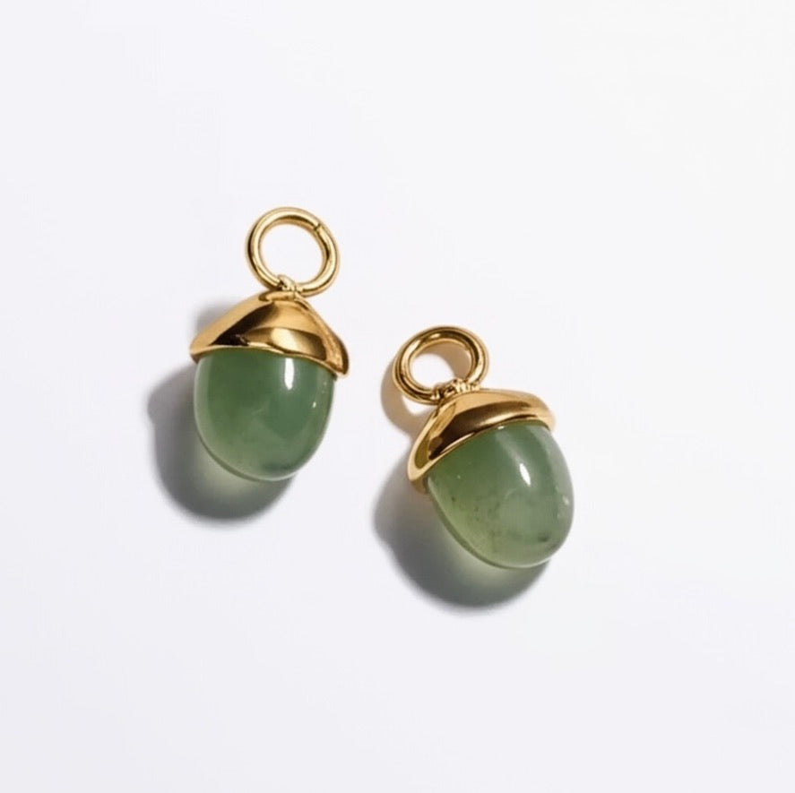 Green Aventurine Teardrop Earrings Charms