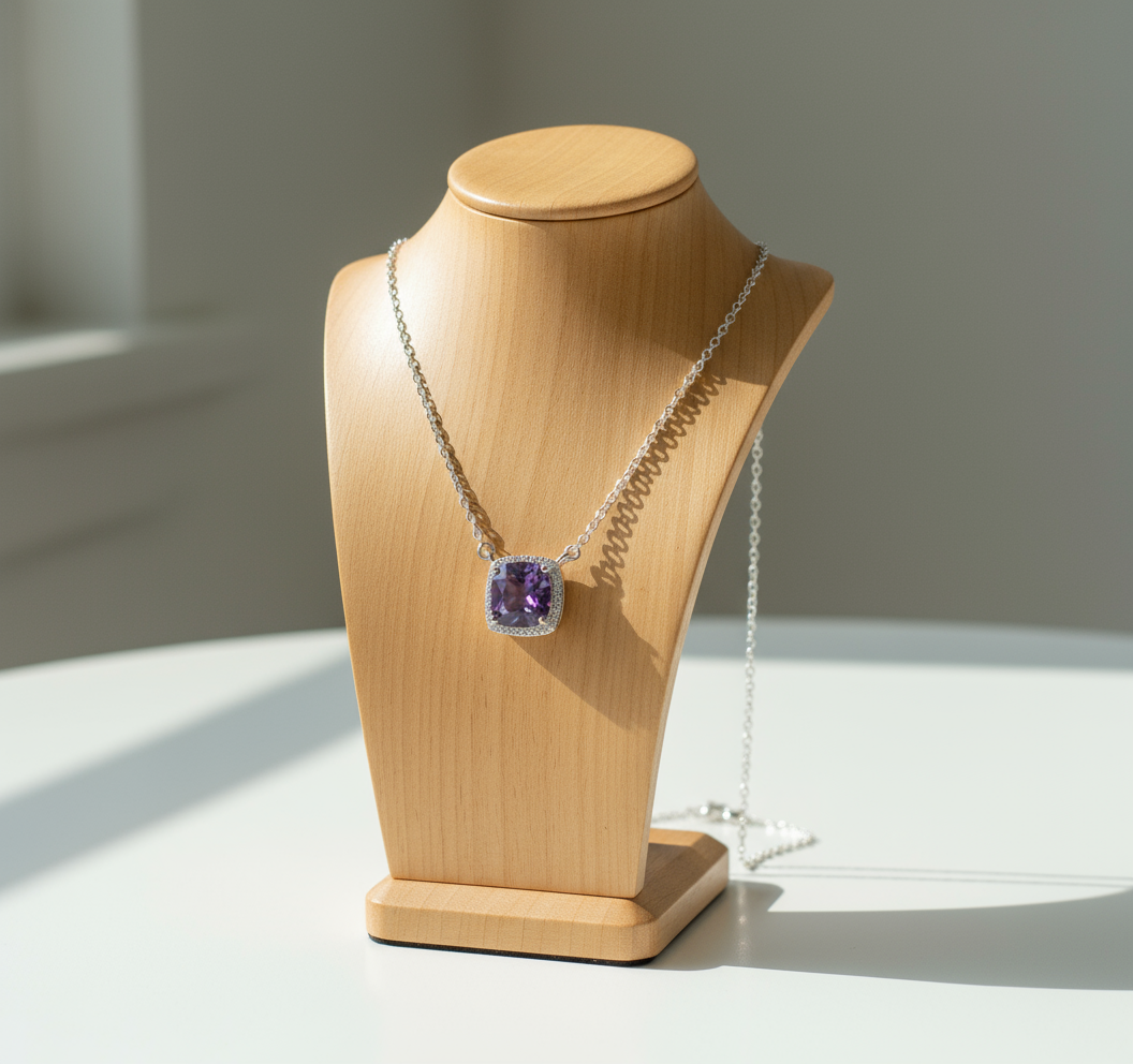 Amethyst Cubic Zirconia Sterling Silver Necklace