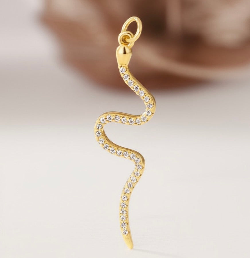 Golden Snake Cubic Zirconia Pendant
