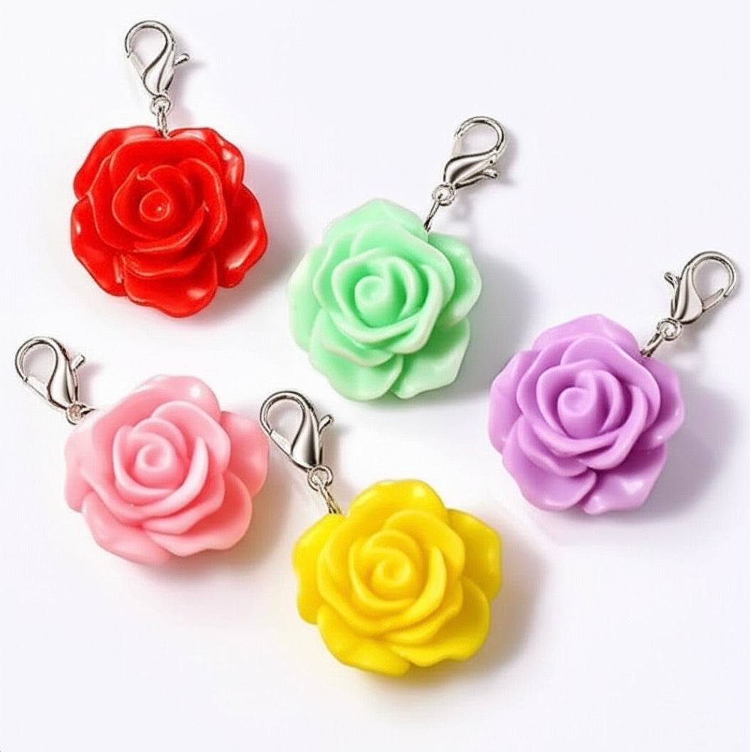Stainless Steel Keychain with a  Flower Charm