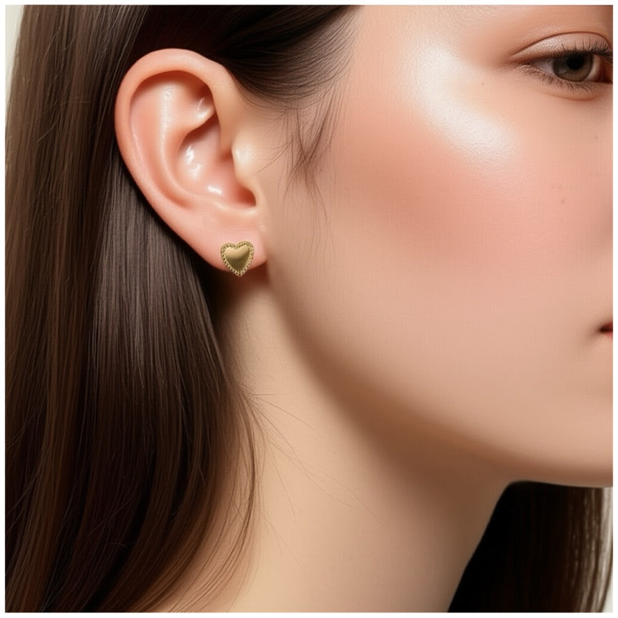 Smooth Hearts Sterling Silver Stud Earrings
