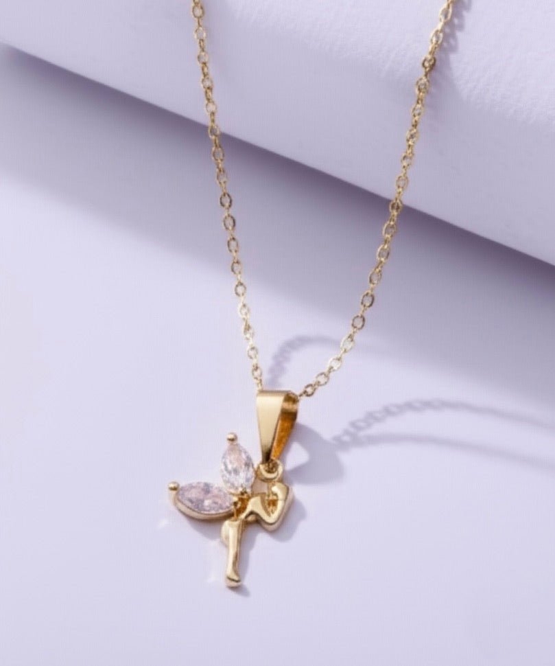 Dainty Fairy Gold and Cubic Zirconia Pendant