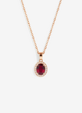 Red CZ Solitaire Rose Gold Sterling Silver Necklace