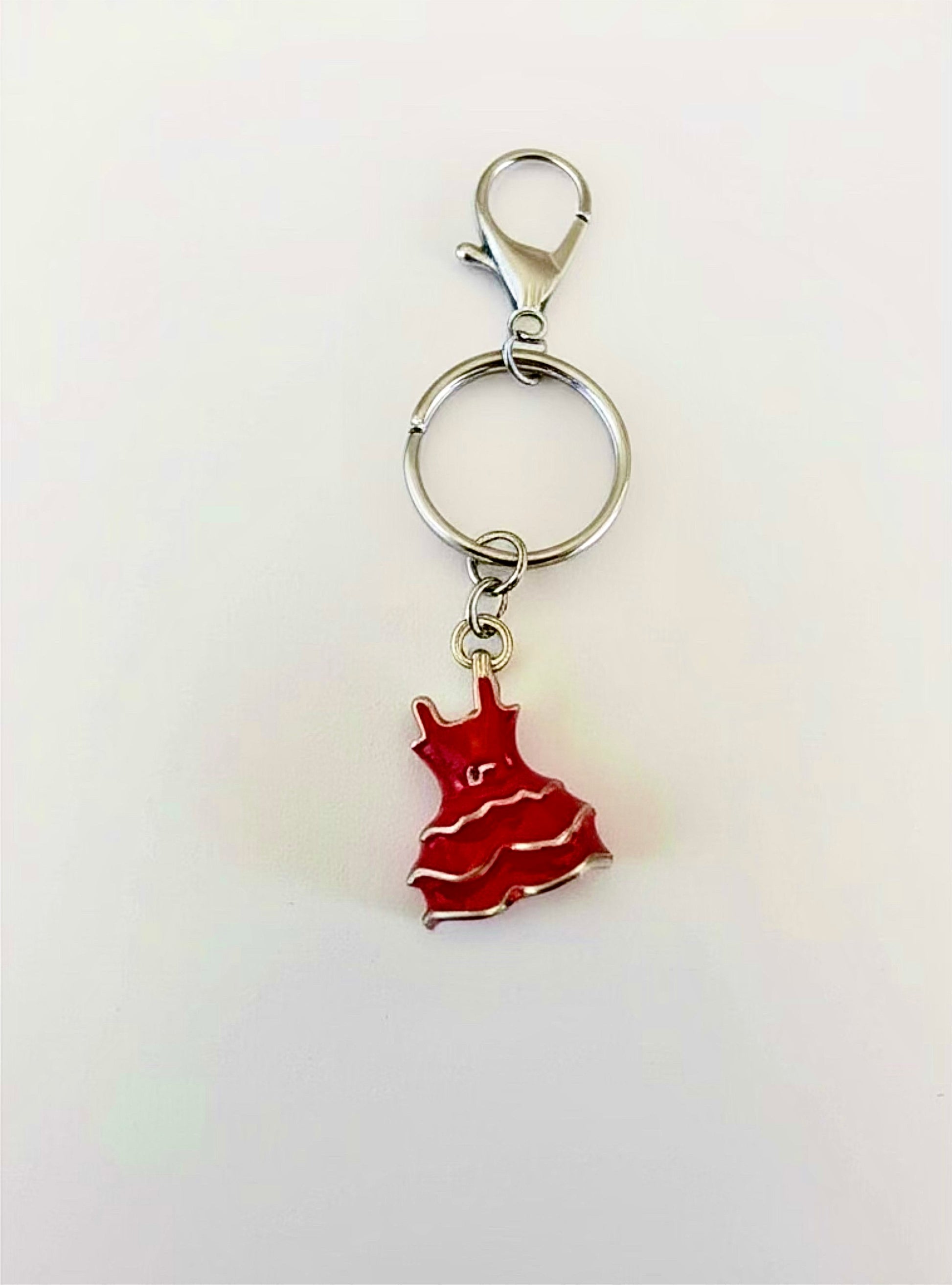 Red Doll Dress on Silver Key Chain
