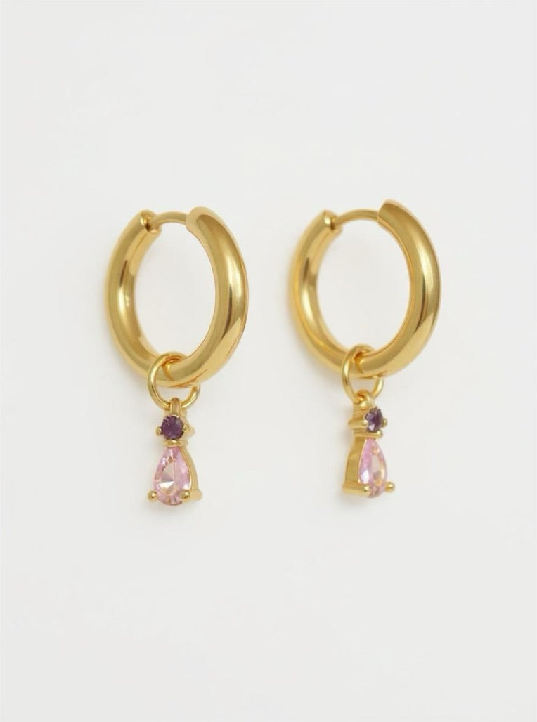 Small Drop Earrings Charms in Violet and Pink