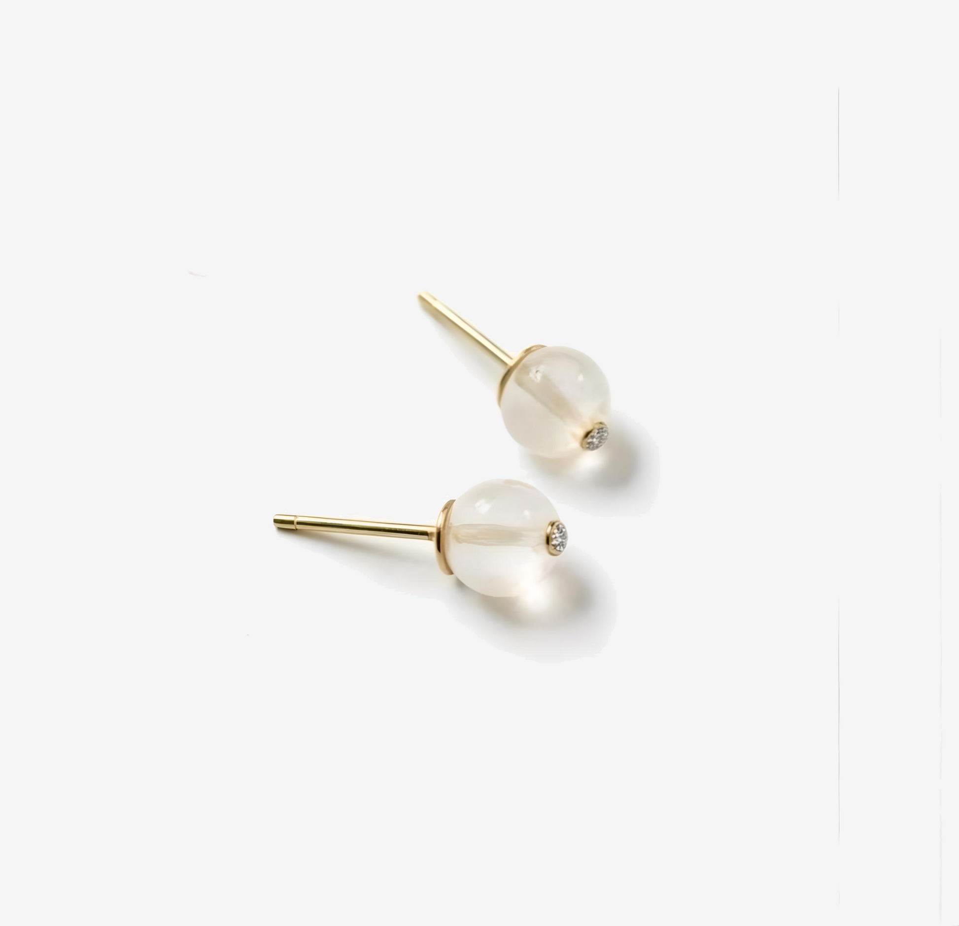 Rose Quartz with Zirconia Gold Plated Stud Earrings