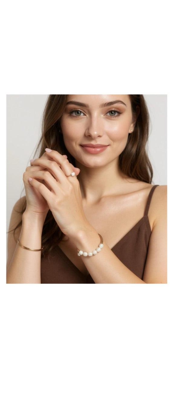 Baroque Pearls Rose Gold Bangle Bracelet