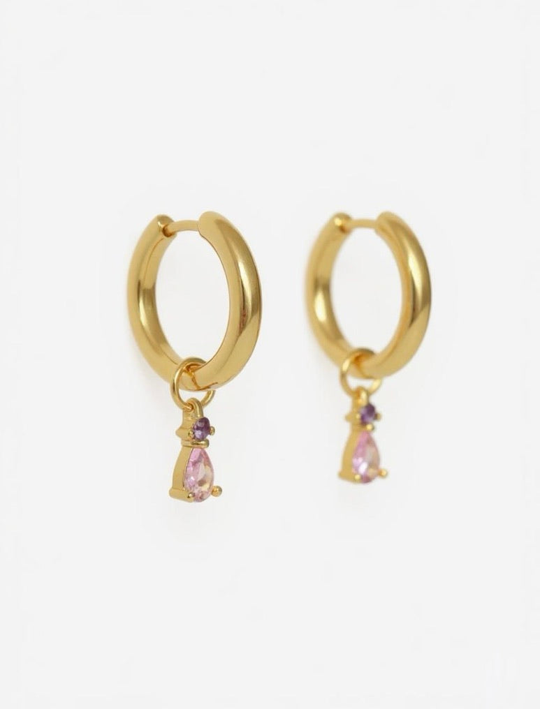 Small Drop Earrings Charms in Violet and Pink