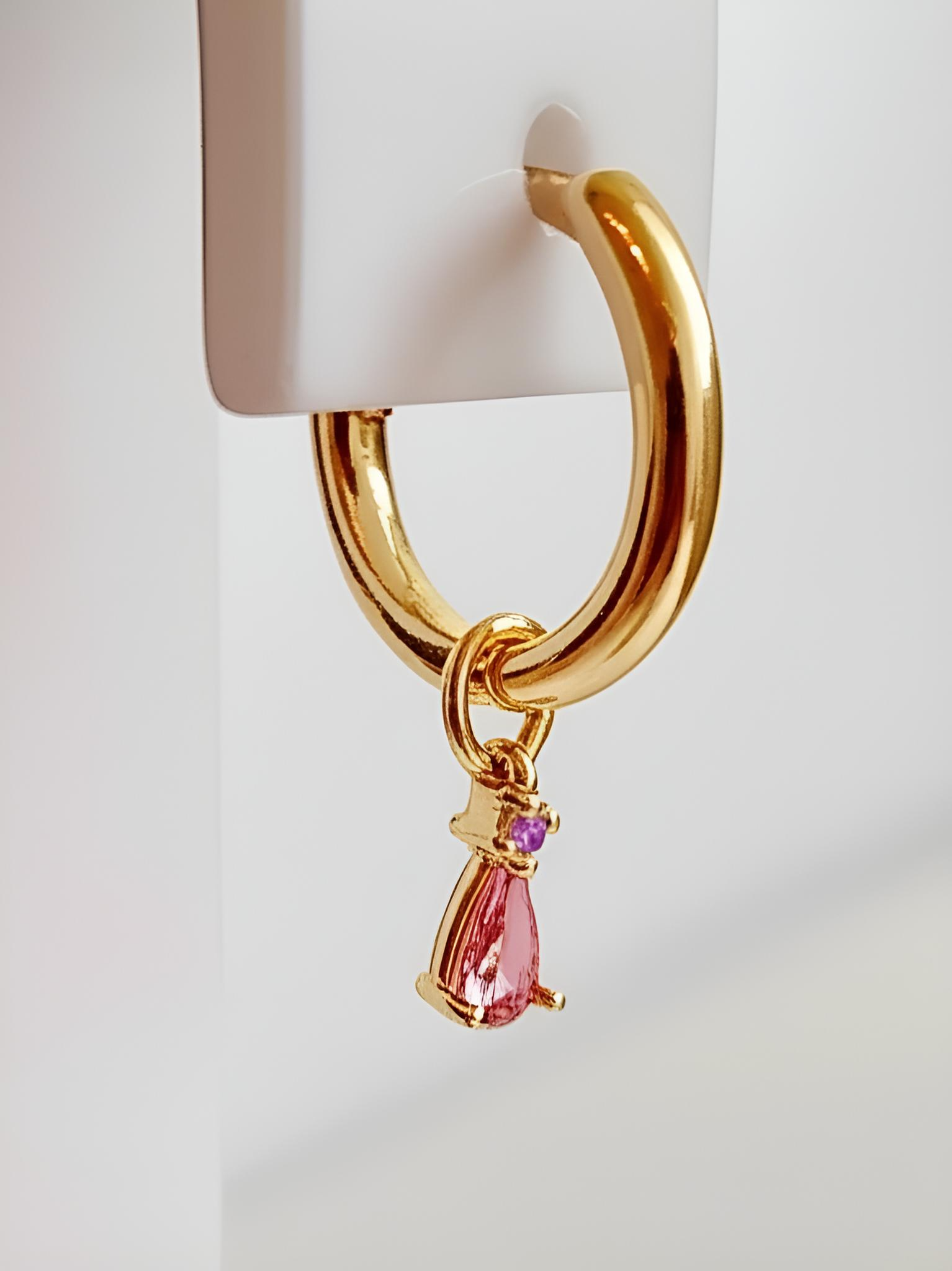 Small Drop Earrings Charms in Violet and Pink