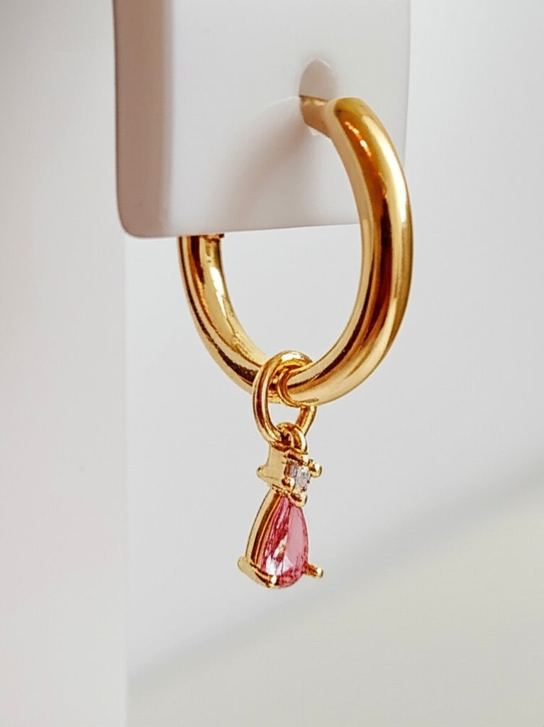 Small Drop Earrings Charms in White and Light Pink