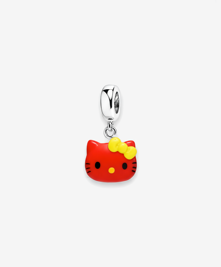 Red Kitten with Bow Bracelet Charm