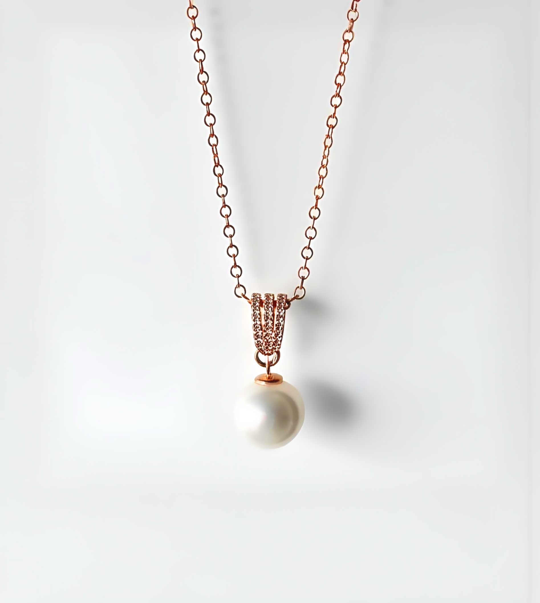 Freshwater Pearl Cubic Zirconia Rose Gold Necklace