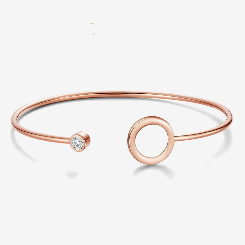 Geometric Rose Gold on Sterling Silver Bangle Bracelet