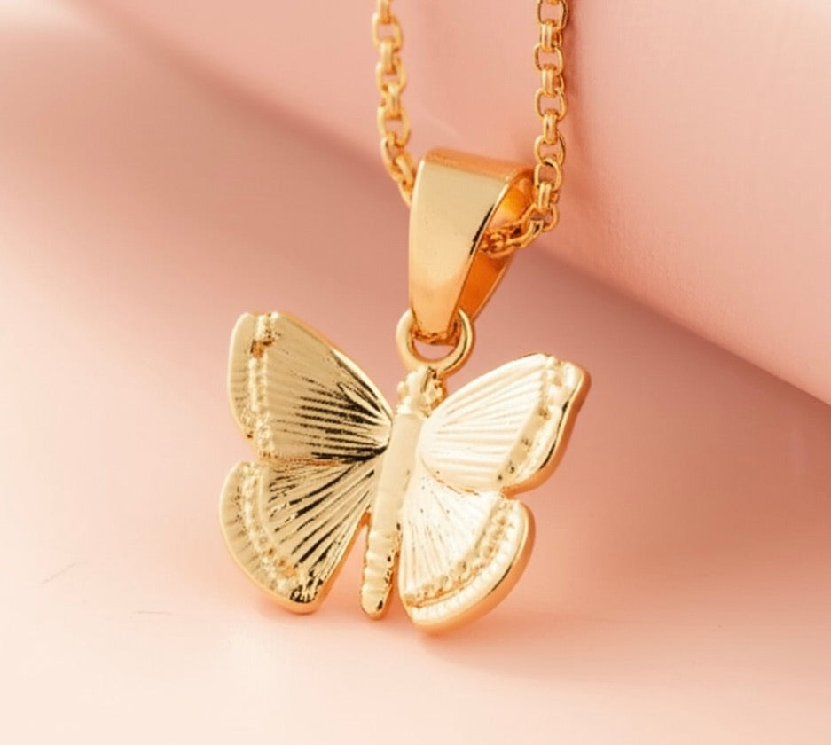 Dainty Butterfly Gold Pendant