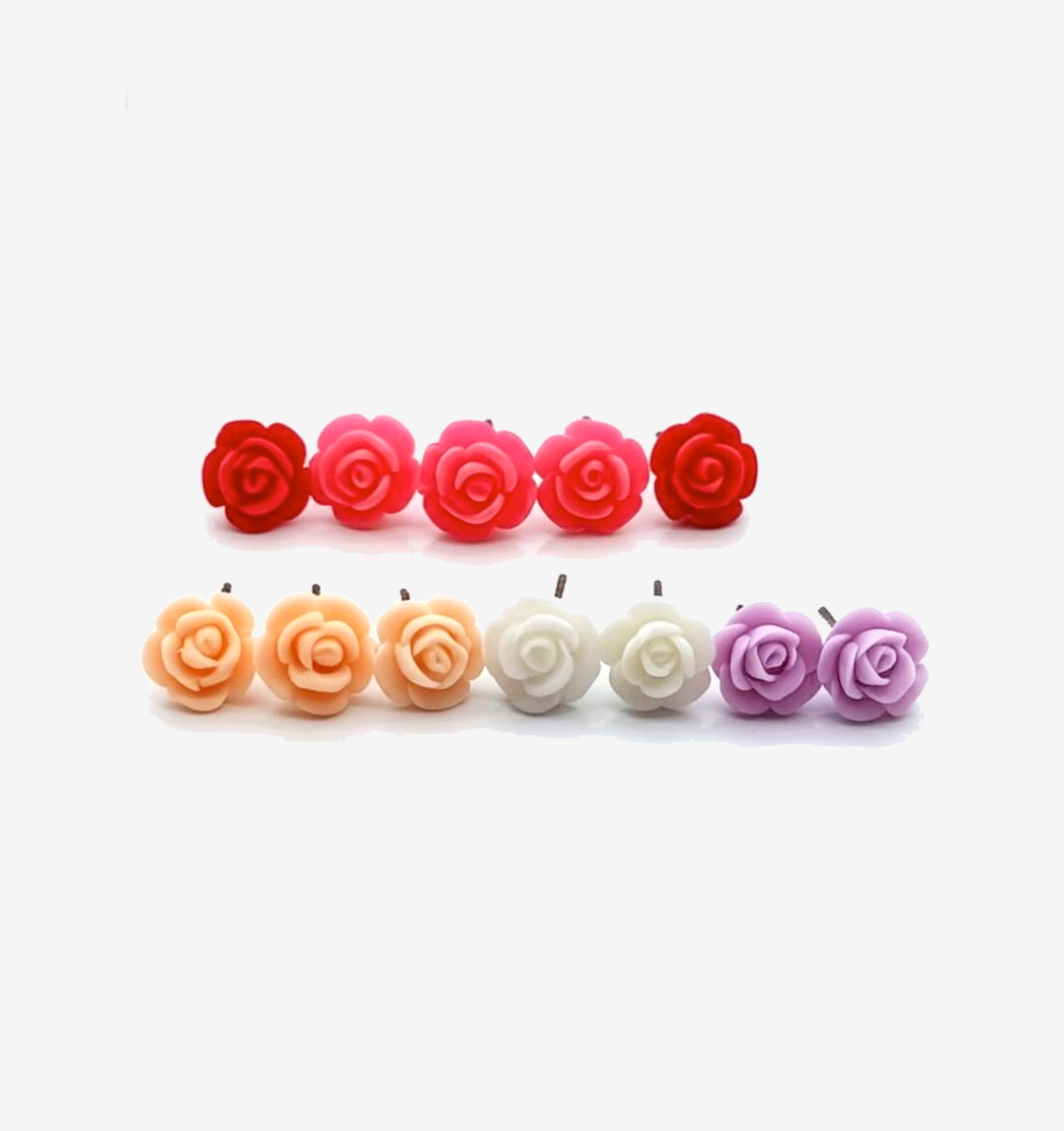 Mini Rose Flowers Stud Earrings