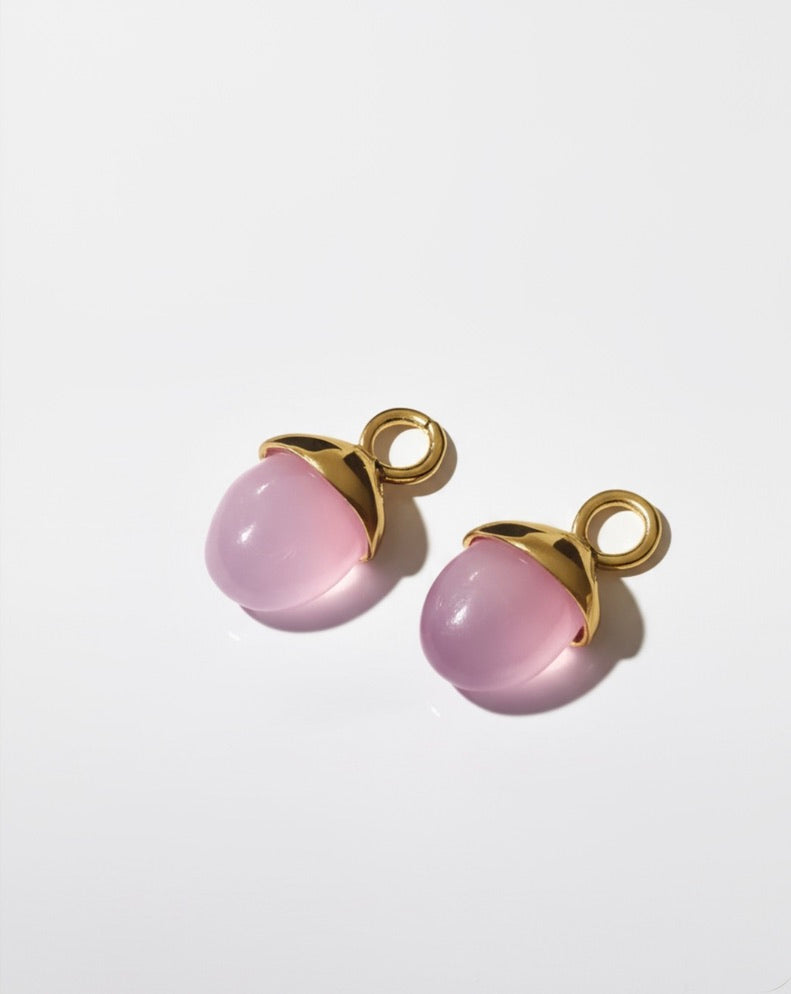 Rose Quartz Teardrop Earrings Charms