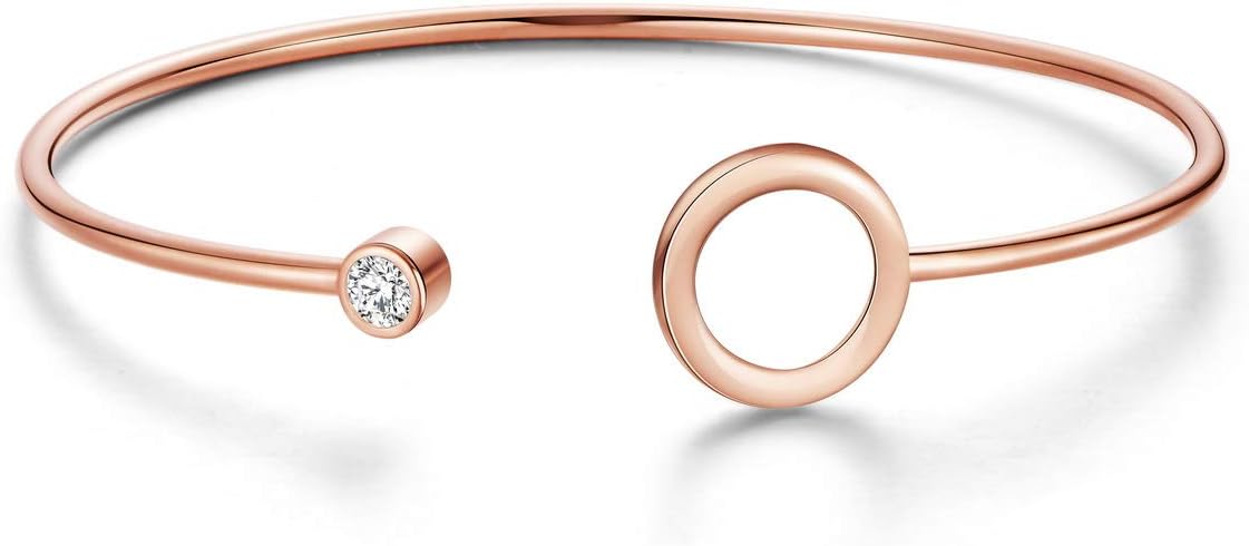 Geometric Rose Gold on Sterling Silver Bangle Bracelet
