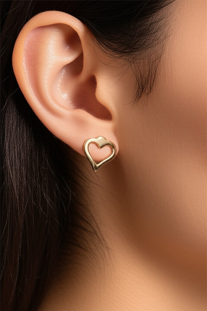 Hollow Hearts Stainless Steel Stud Earrings