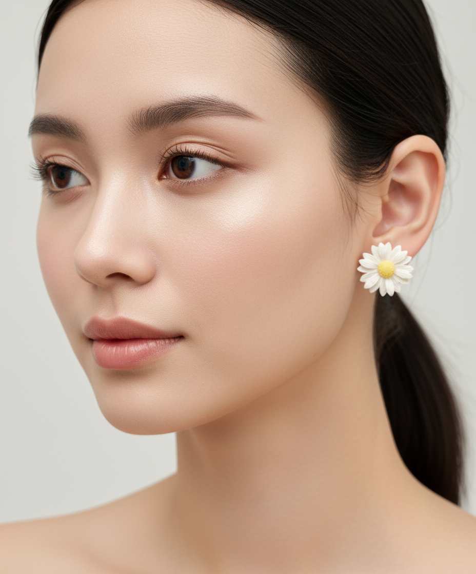 Large Marguerite Flower Stud Earrings