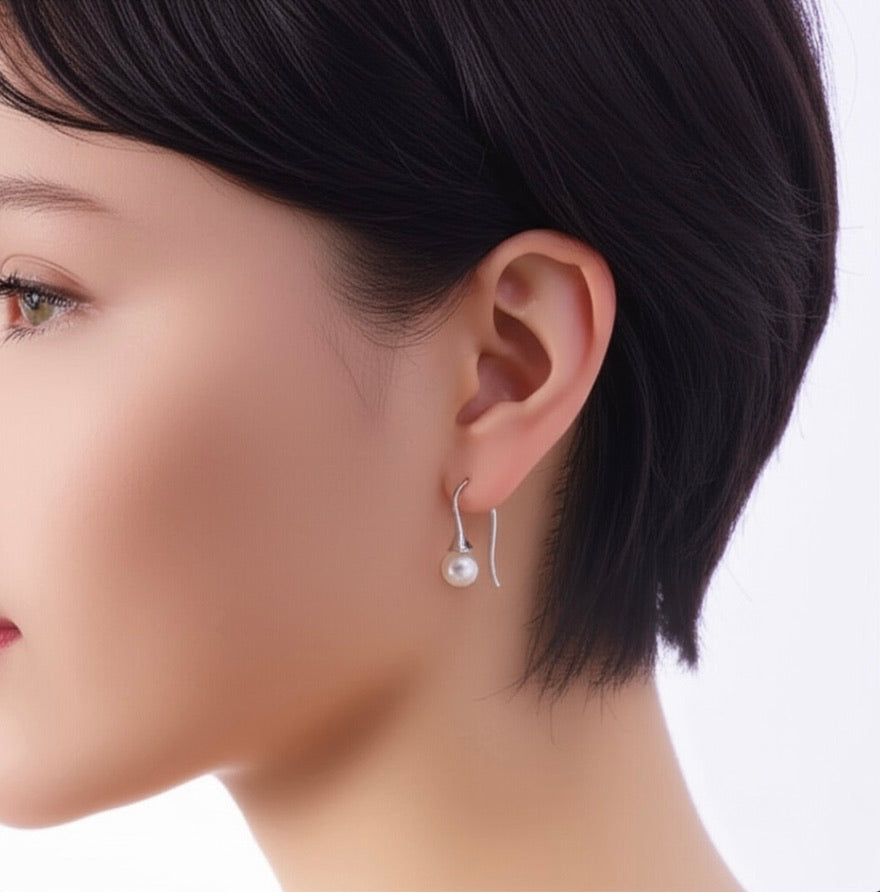 Classic Pearl Drop Earrings in  Sterling Silver