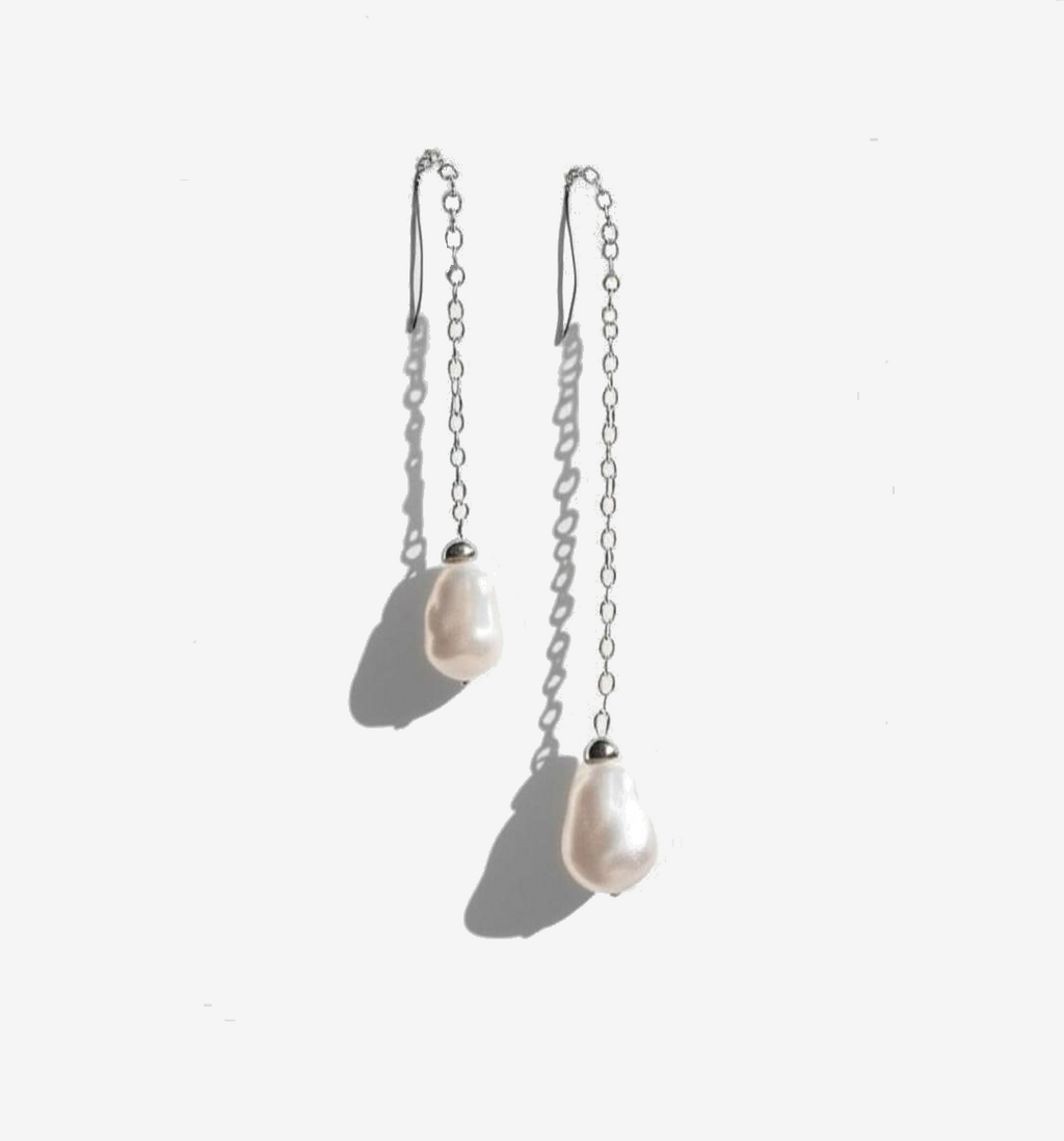 Baroque Pearl Sterling Silver Thread Earrings