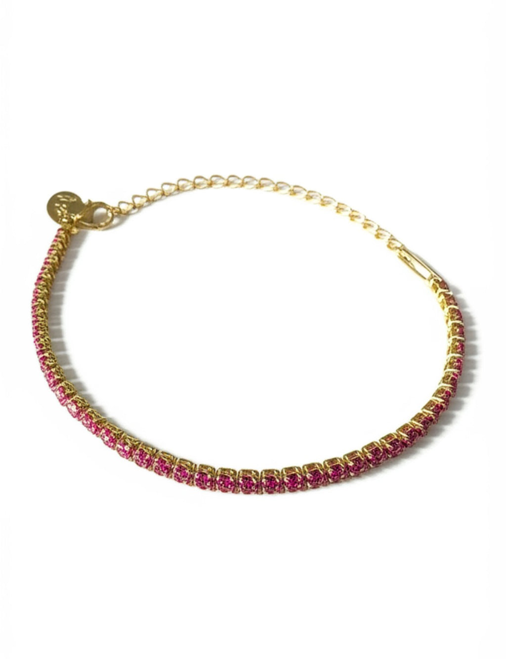 Tennis Bracelet with Paperclip Chain in Red