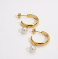 Large Semi Hoop Earrings with Seashell Pearls