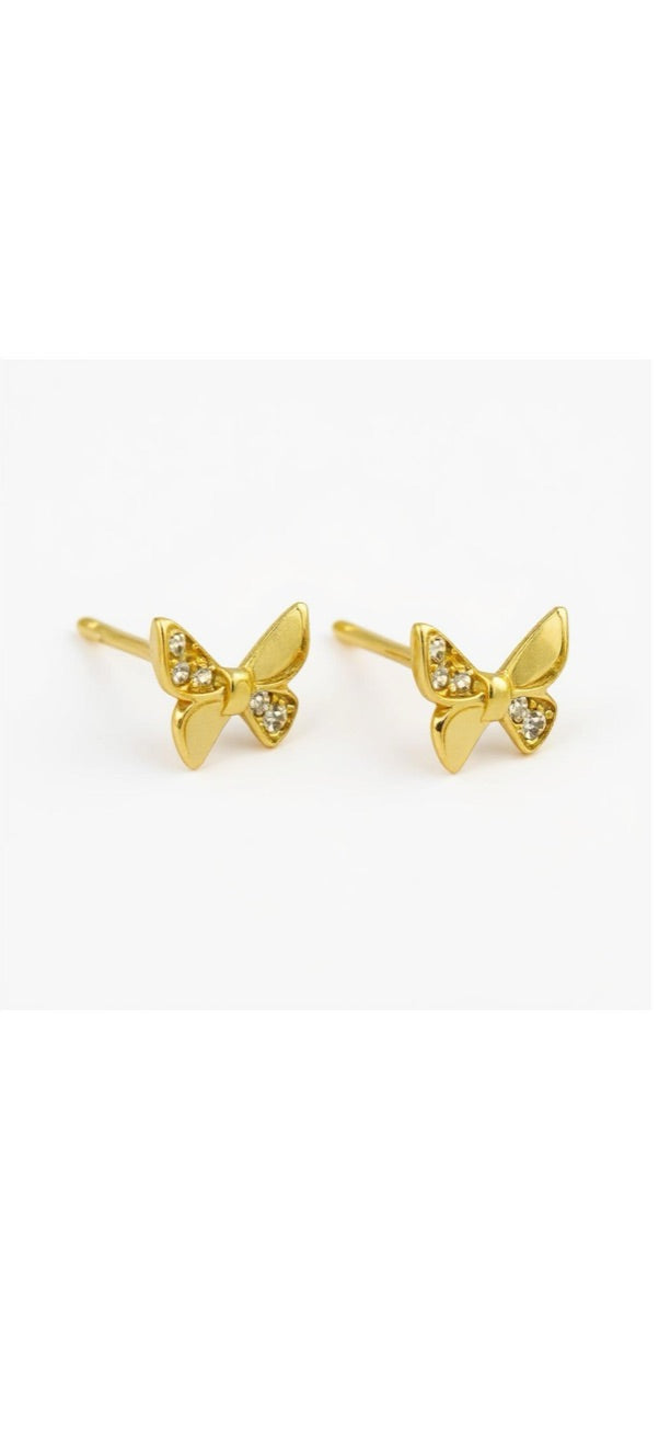 Delicate Butterfly Sterling Silver Stud Earrings