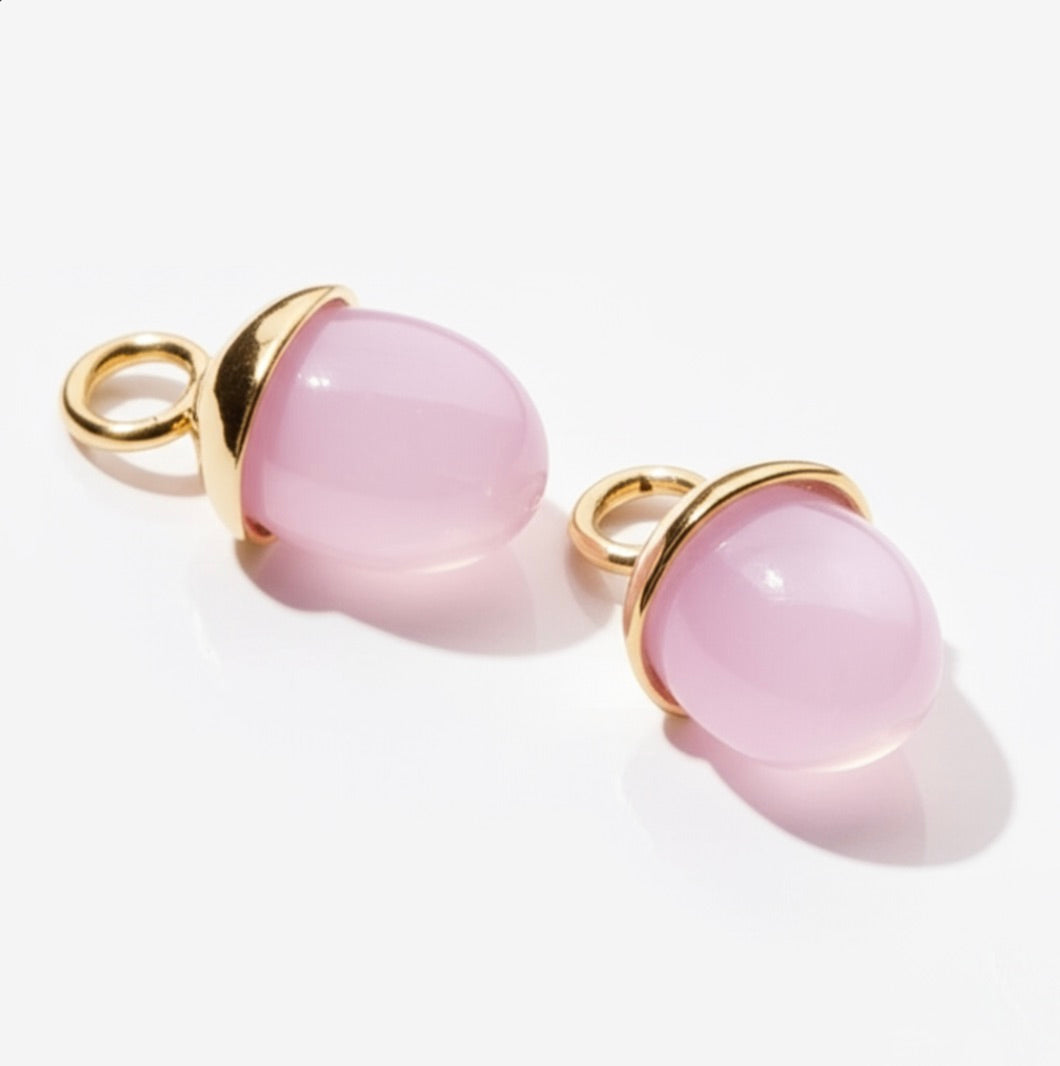 Rose Quartz Teardrop Earrings Charms