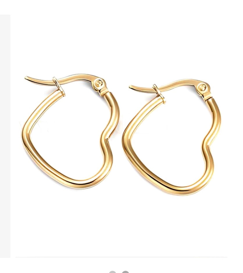 Hearts Stainless Steel Hoop Earrings